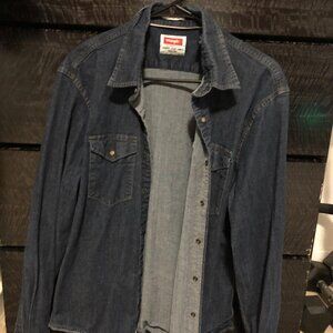 Men's Wrangler Blue Jean Long-Sleeved Shirt Size L
